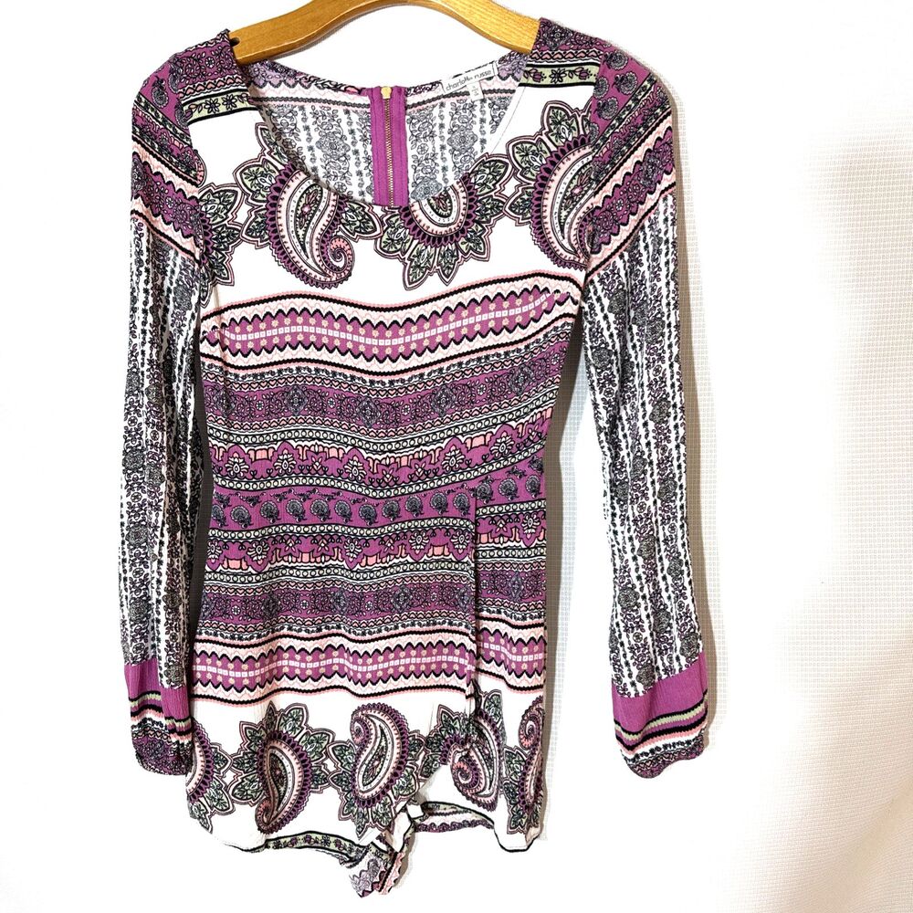 Vintage Charlotte Russe Paisley Romper  boho Y2K style - S - Made in USA